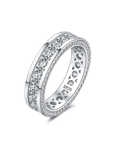Moissanite Eternity Wedding Band with 925 Sterling Silver
