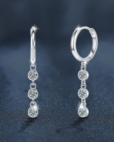 Moissanite Geometric Drop Earrings with 925 Sterling Silver