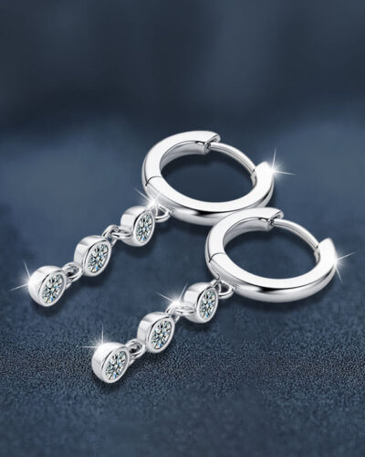 Moissanite Geometric Drop Earrings with 925 Sterling Silver