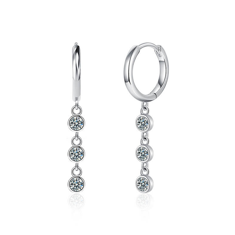 Moissanite Geometric Drop Earrings with 925 Sterling Silver - Görüntü 5