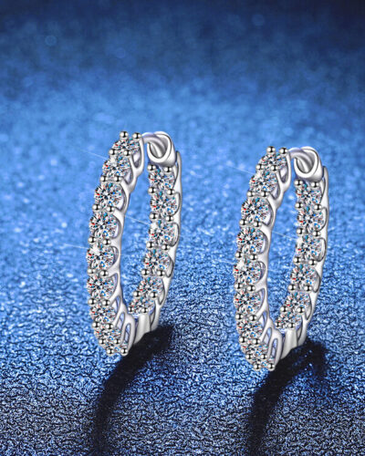 Moissanite Hoop Earrings with 925 Sterling Silver