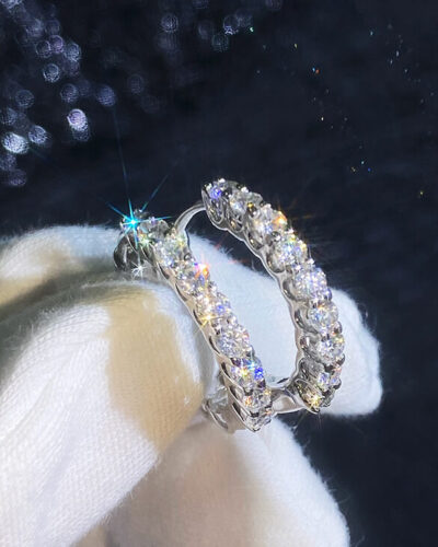 Moissanite Hoop Earrings with 925 Sterling Silver