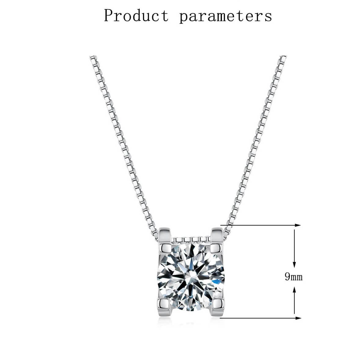 925 sterling silver Moissanite Necklaces with Inlay Rhombus Pendant - Image 3