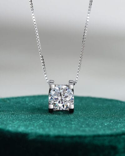 Moissanite Jewelry Necklaces with Inlay Rhombus Pendant
