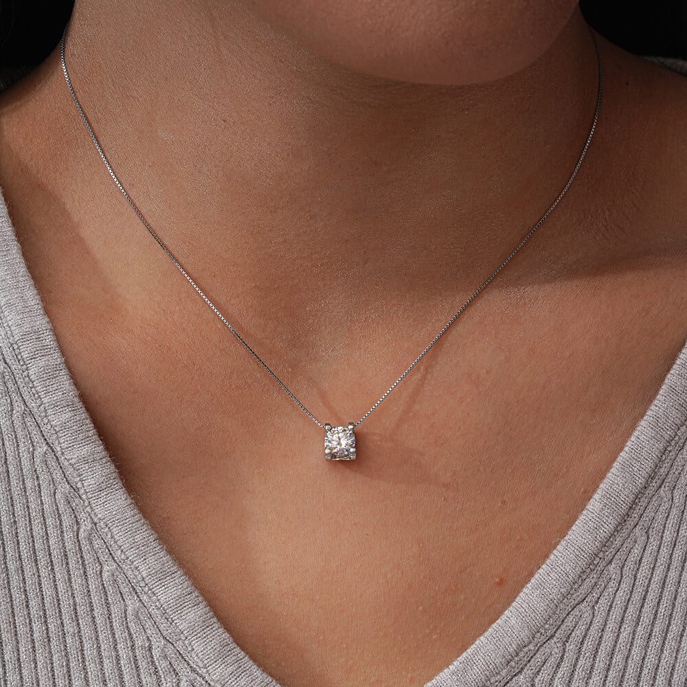 925 sterling silver Moissanite Necklaces with Inlay Rhombus Pendant - Image 6