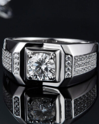 Moissanite Mens Engagement Rings with 925 Sterling Silver