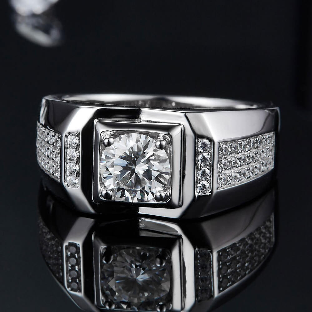 Moissanite Mens Engagement Rings with 925 Sterling Silver