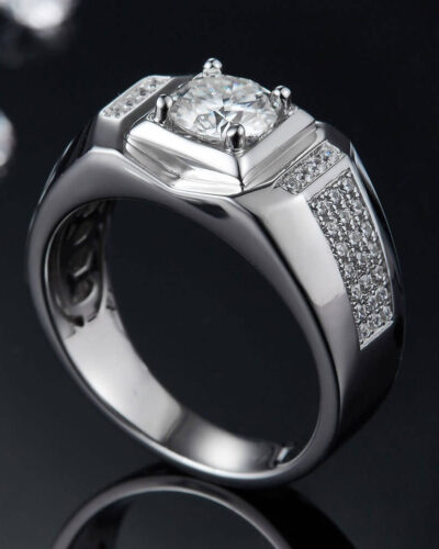 Moissanite Mens Engagement Rings with 925 Sterling Silver