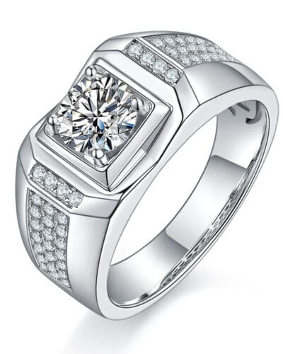 Moissanite Mens Engagement Rings with 925 Sterling Silver