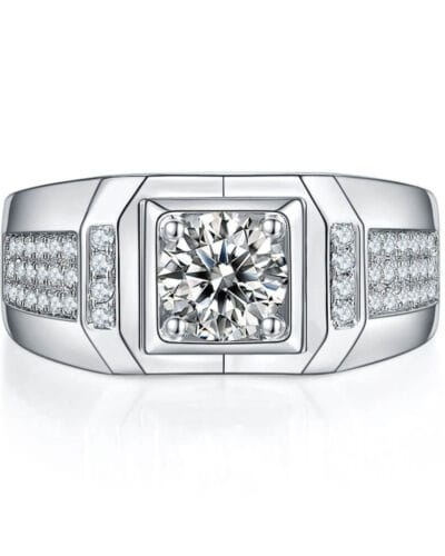 Moissanite Mens Engagement Rings with 925 Sterling Silver 5