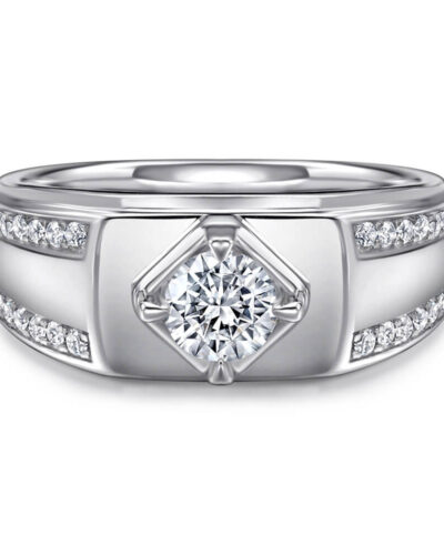 Moissanite Mens Wedding Bands with 925 Sterling Silver