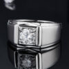 Moissanite Mens Wedding Rings with 925 Sterling Silver