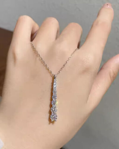Moissanite Necklace Pendant with 925 Sterling Silver Water Droplets
