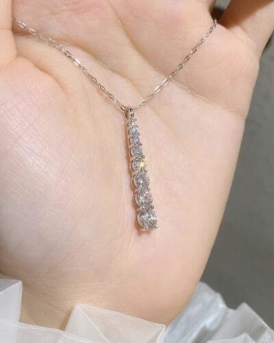 Moissanite Necklace Pendant with 925 Sterling Silver Water Droplets