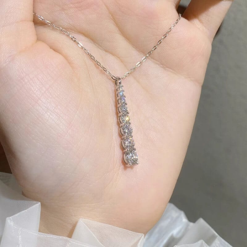 Moissanite Necklace Pendant with 925 Sterling Silver Water Droplets