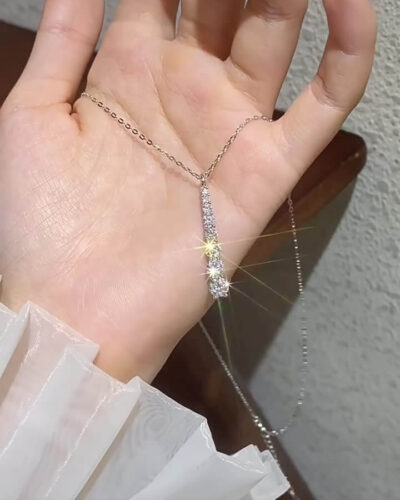 Moissanite Necklace Pendant with 925 Sterling Silver Water Droplets