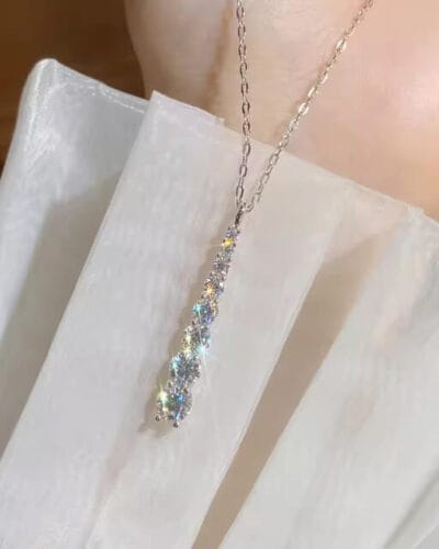 Moissanite Necklace Pendant with 925 Sterling Silver Water Droplets 7