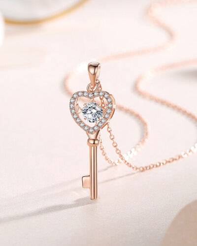 Moissanite Necklaces with 925 Sterling Silver Key Pendant
