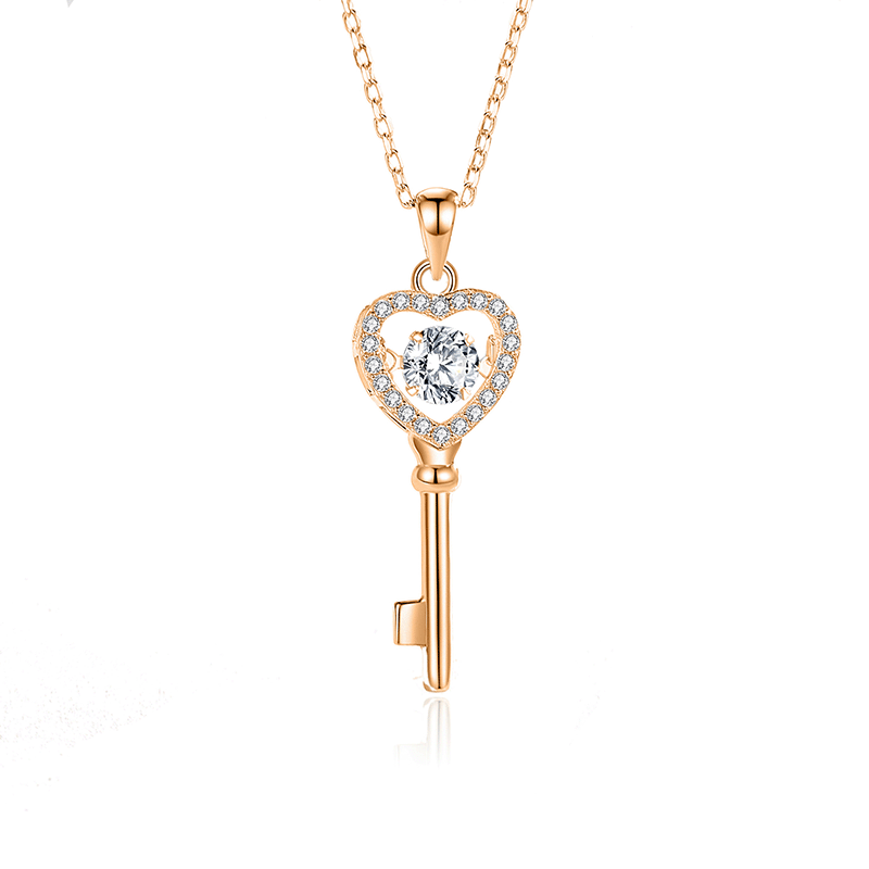 Moissanite Necklaces with 925 Sterling Silver Key Pendant