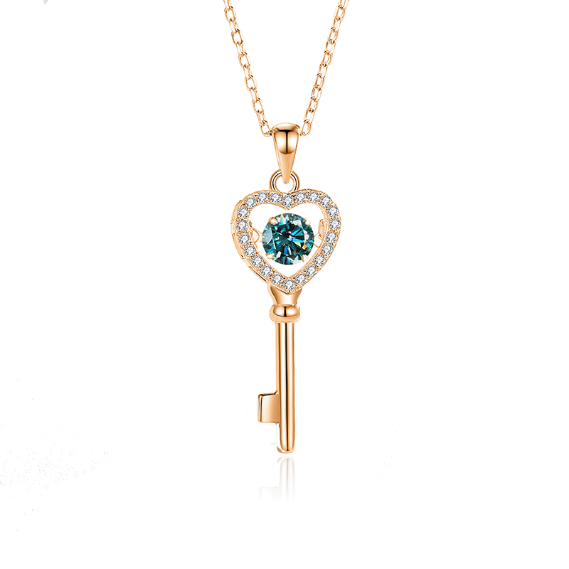 Moissanite Necklaces with 925 Sterling Silver Key Pendant