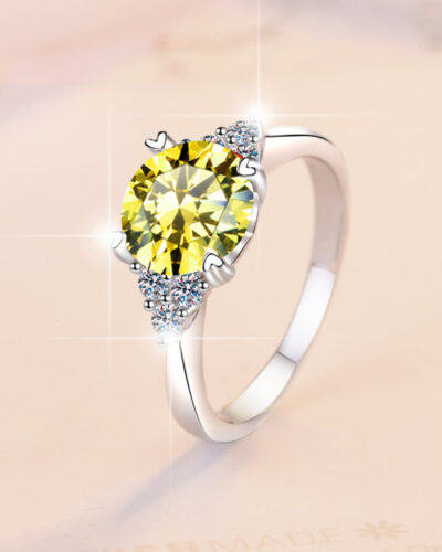 Moissanite Side Stone Engagement Ring with Multiple Color