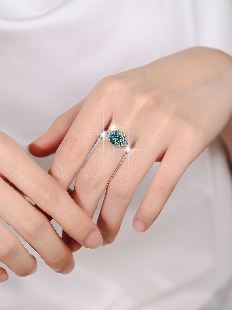 1ct Moissanite Side Stone Engagement Ring with Multiple Color - Obrázek 4