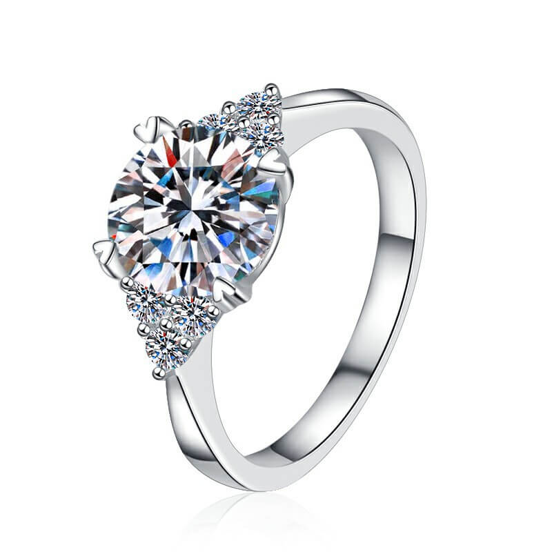 Moissanite Side Stone Engagement Ring with Multiple Color