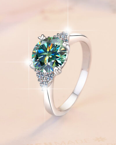 Moissanite Side Stone Engagement Ring with Multiple Color