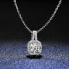 Moissanite Solitaire Necklace with Inlay Square Pendant
