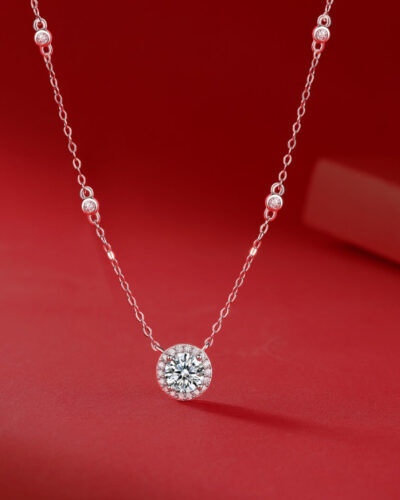 Moissanite Station Necklace with Little Star Pendant