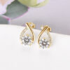 Moissanite Studs Earrings with Geometric Design
