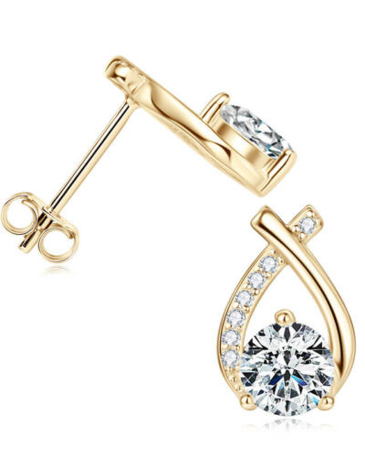 Moissanite Studs Earrings with Geometric Design