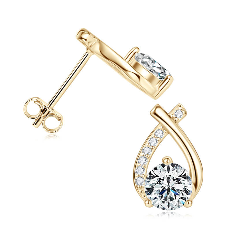 Moissanite Studs Earrings with Geometric Design