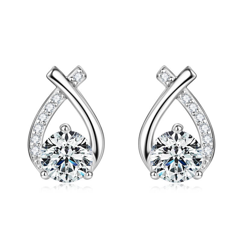 Moissanite Studs Earrings with Geometric Design - Kuva 3