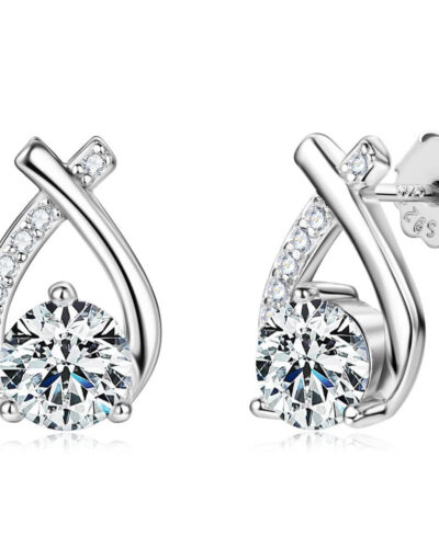 Moissanite Studs Earrings with Geometric Design