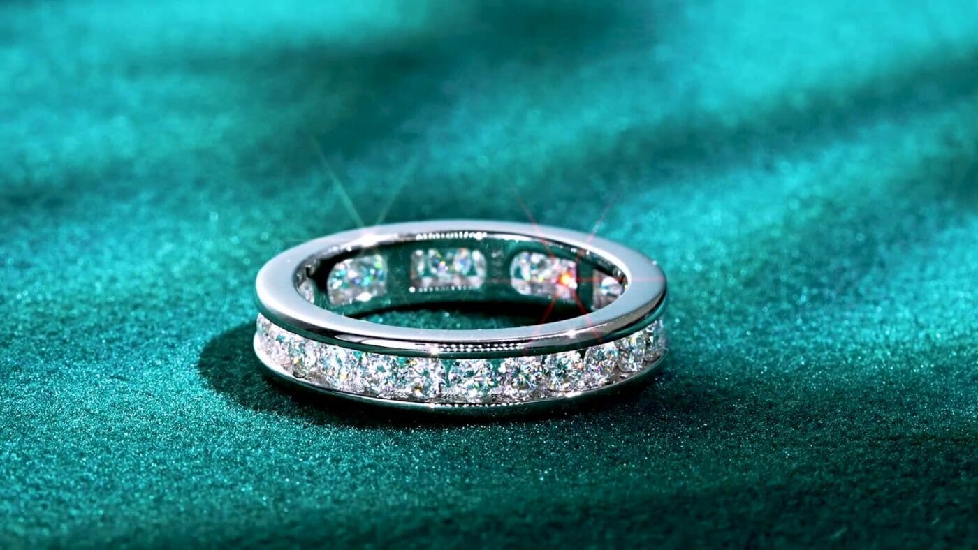 Moissanite Wedding Band Ring with 925 Sterling Silver 10