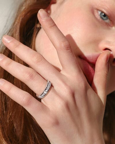 Moissanite Wedding Band Ring with 925 Sterling Silver 11