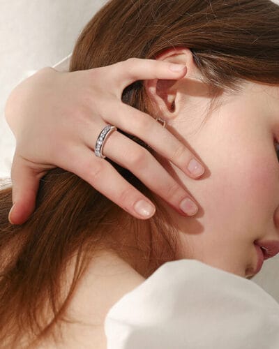 Moissanite Wedding Band Ring with 925 Sterling Silver 12