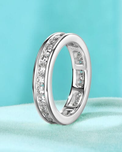 Moissanite Wedding Band Ring with 925 Sterling Silver 4