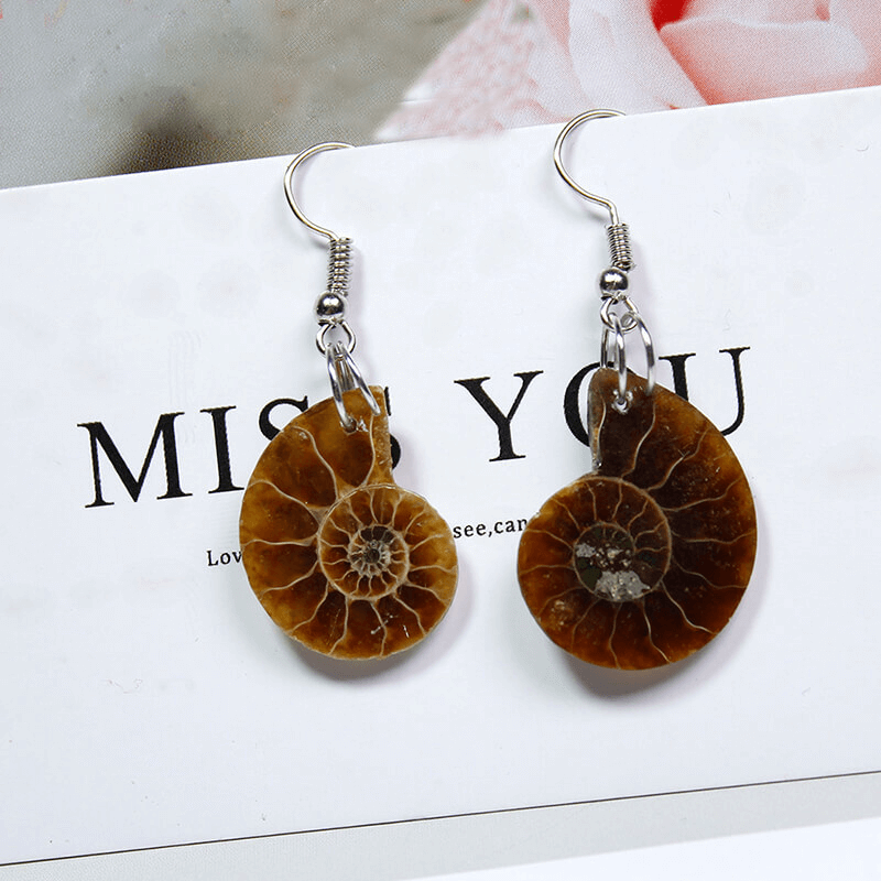 Natural Conch Fossil Earrings Vintage Crystal Earrings Wholesale