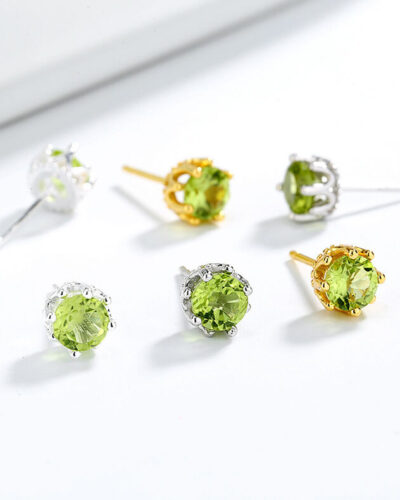 Natural Peridot Stud Earrings Sterling Silver S925 Wholesale