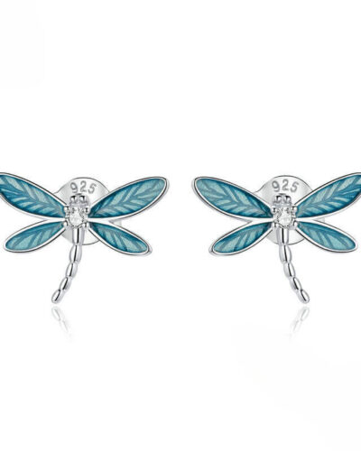 Niche S925 Sterling Silver Dragonfly Earrings Blue SHOW