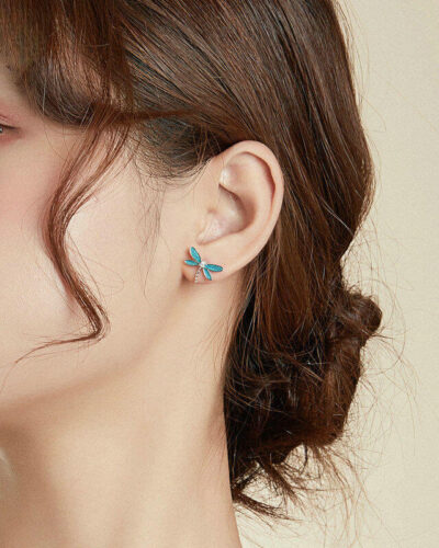 Niche S925 Sterling Silver Dragonfly Earrings Blueの別ビュー