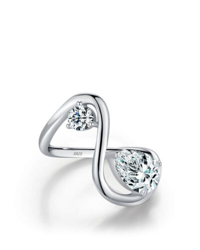 Niche Style 925 Sterling Silver Cubic Zirconia Ring-B