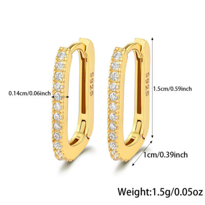 925 Sterling Silver Rectangle Hoop Earrings Wholesale size
