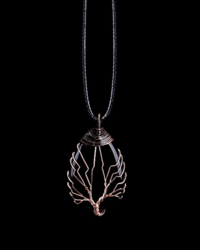Teardrop Crystal Necklace Tree of Life Wrapped Pendant Wholesale