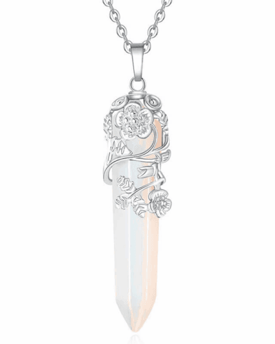 Hexagonal Crystal Necklace Gemstone Pendant Wrapped with Flower Bulk