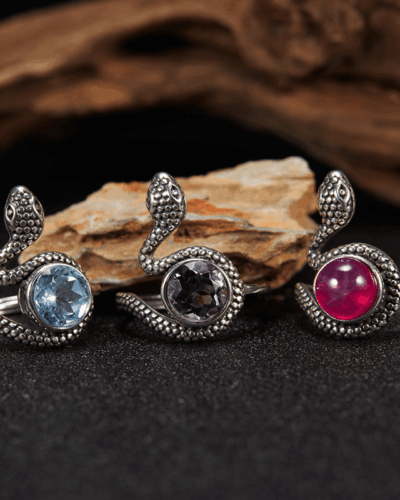 Open Design Adjustable Crystal Ring Exaggerated Snake Ring Unisex Wholesale