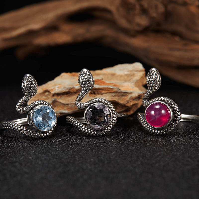 Open Design Adjustable Crystal Ring Exaggerated Snake Ring Unisex Wholesale