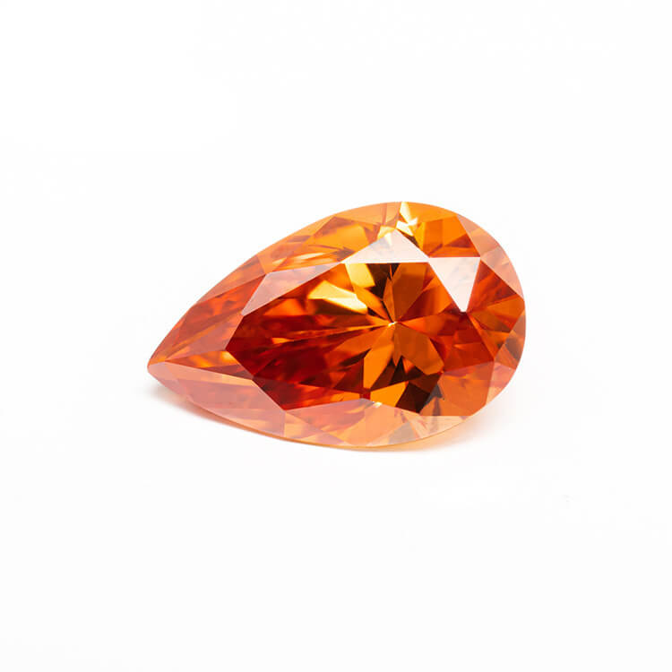Orange-Red Pear Cut Moissanite Loose Stones Wholesale
